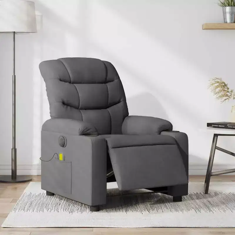 Dark Gray Fabric Electric Massage Recliner Chair, 1-Seat