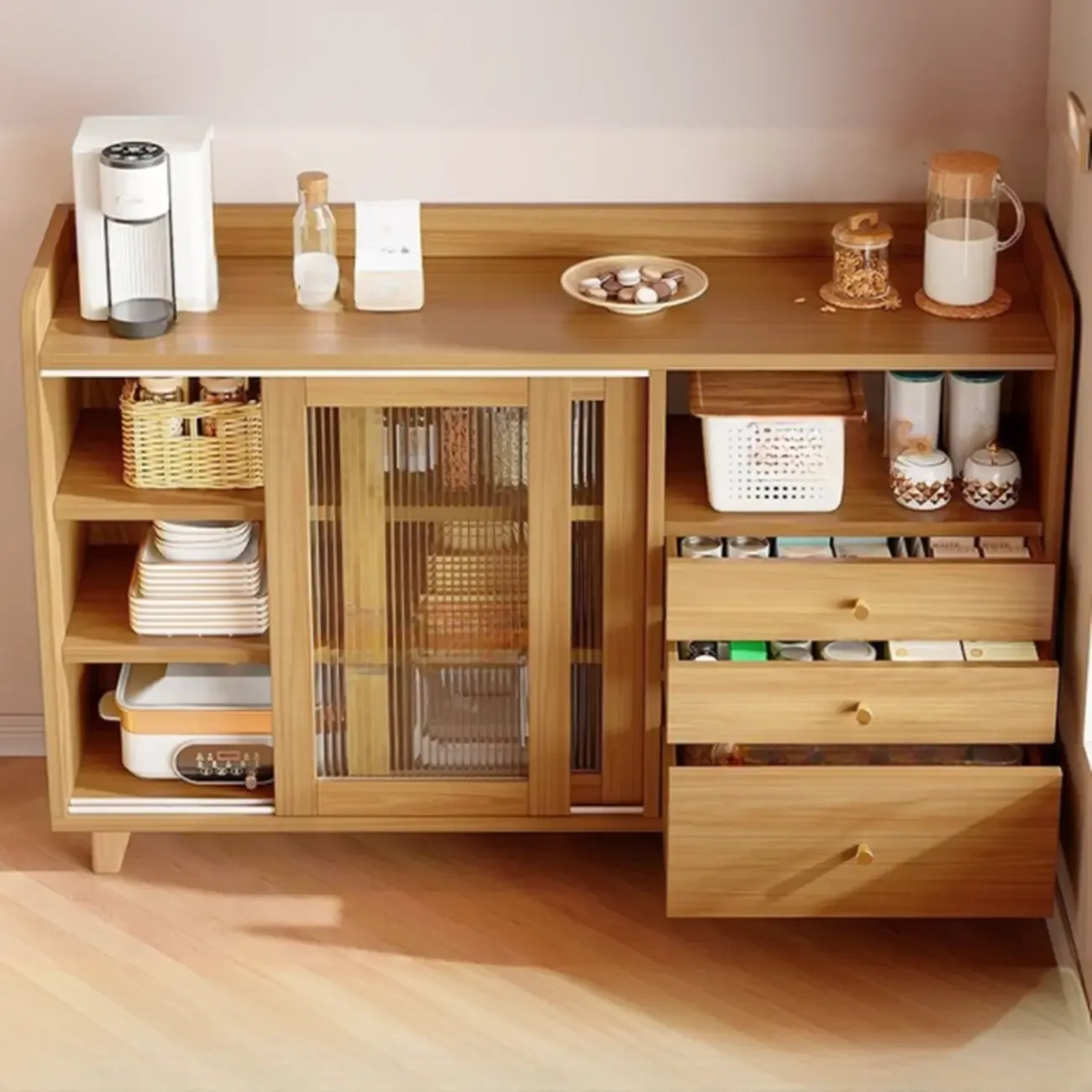 Modern Slab Sideboard with Drawers Cabinets