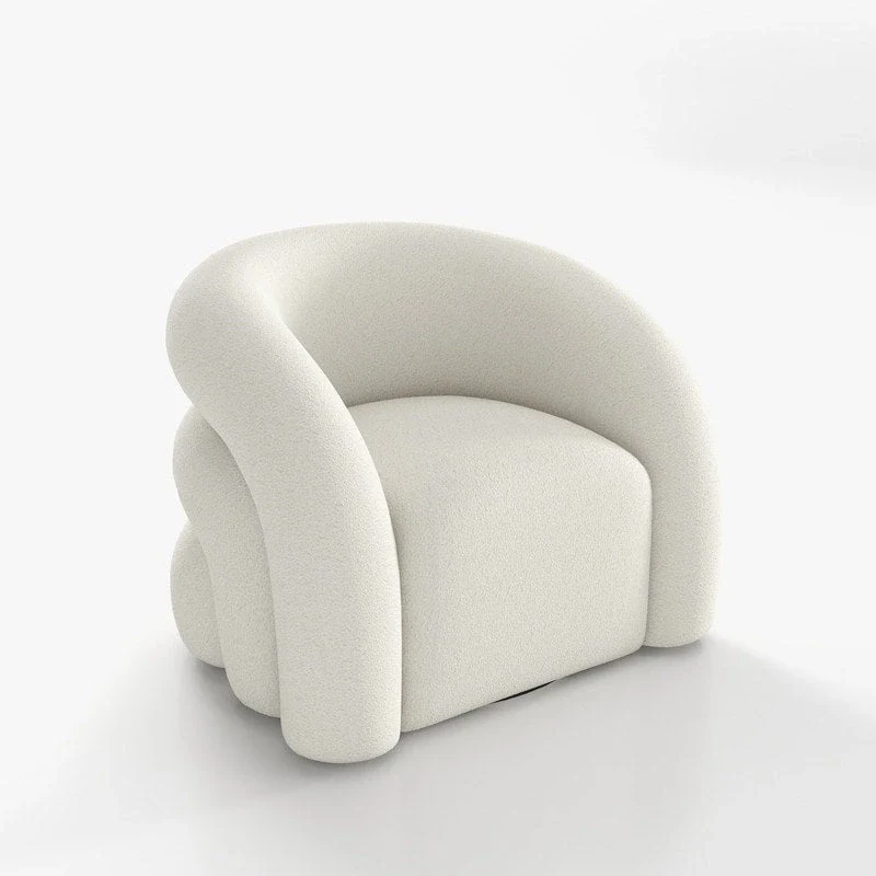 SEYNAR Modern Glam 360 Degree Swivel Teddy Upholstered Accent Armchair with Tufted Back