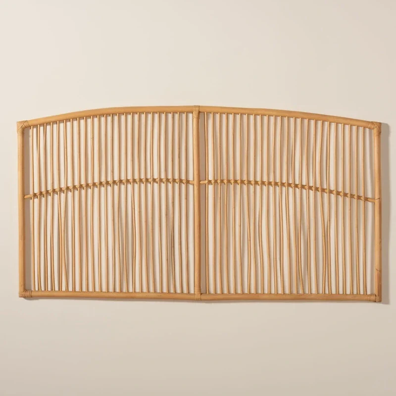 Malvina Modern Bohemian Natural Rattan Wall-mountable Headboard-Queen