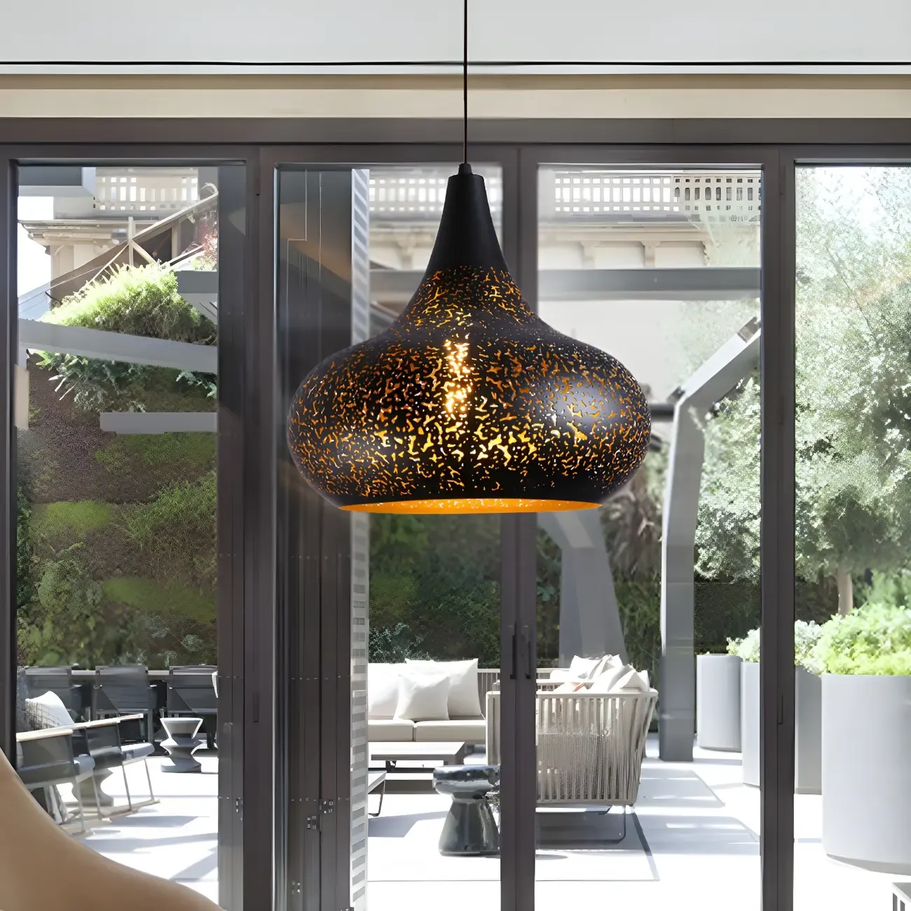 Modern Metal Black Dome Pendant Light Kitchen Island