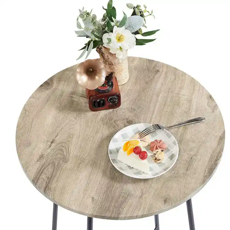 35.4 High Round Bar Table, Industrial Style Wood Top Bistro Pub/Breakfast Table