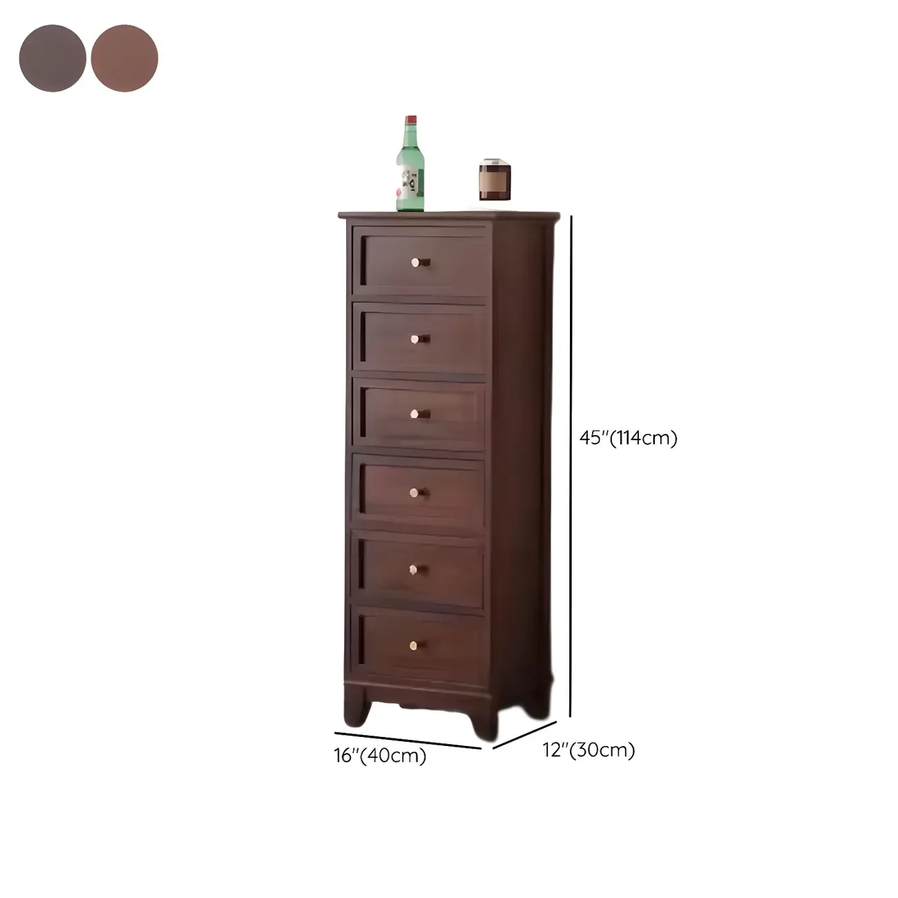 Industrial Rectangular Brown Wooden Drawer Cabinet