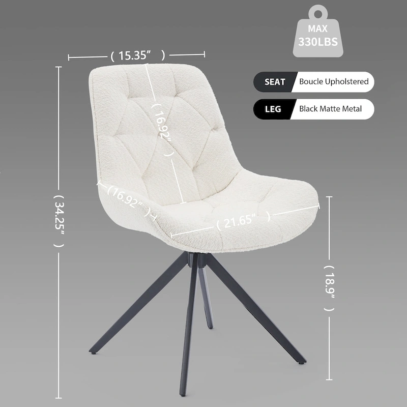 XINMICS Swivel Dining Chairs, Boucle Upholstered Accent Chairs Living Room Chairs Desk Office Arm Chair