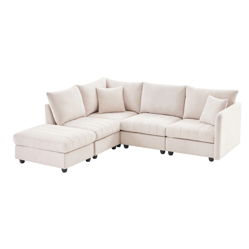89 Polyester Modular Sectional Sofa with Deep Seat & Ottoman