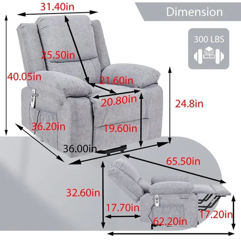 Electric Massage Power Recliner Chair, Multi-function Lifting, Timing