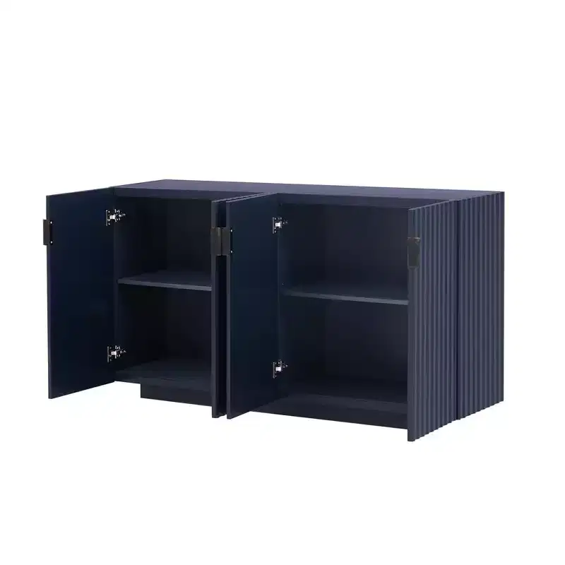 59.8'' Sideboard Cabinet with 4 Wavy Doors & Adjustable Shelves. Console Table for Entryway. Living Room. Dining Room. Kitchen