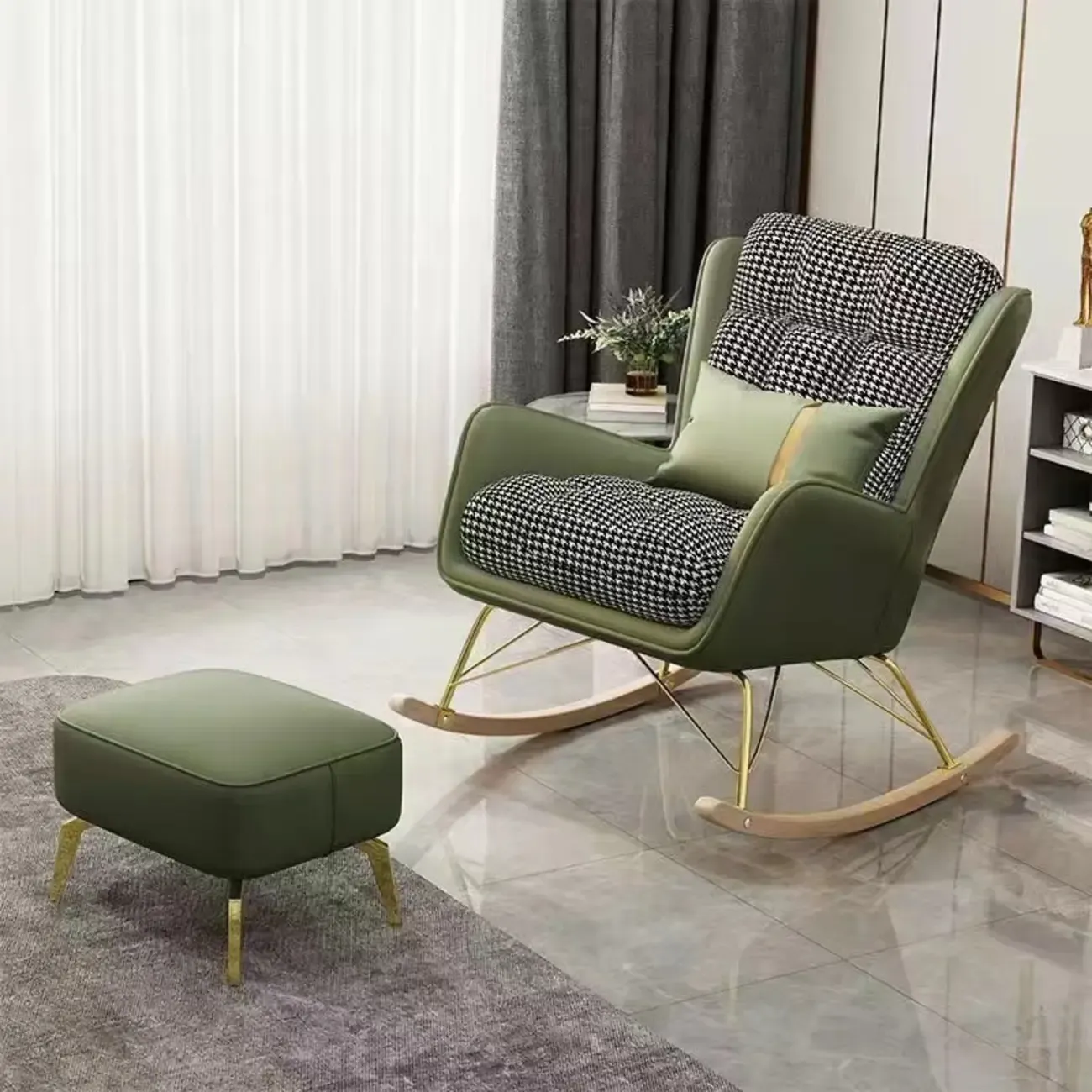 Modern Upholstered Rocking Chair with Optional Ottoman