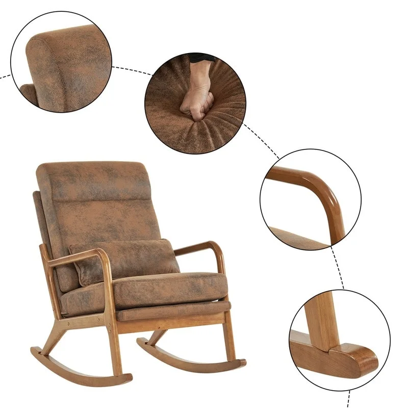 39.37 W High-Back Dual-Use Upholstered Rocking Chair/Accent Chair