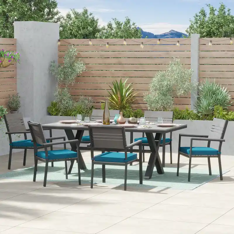 Corvus Orville 7-piece Aluminum Outdoor Dining Set with WPC Table Top