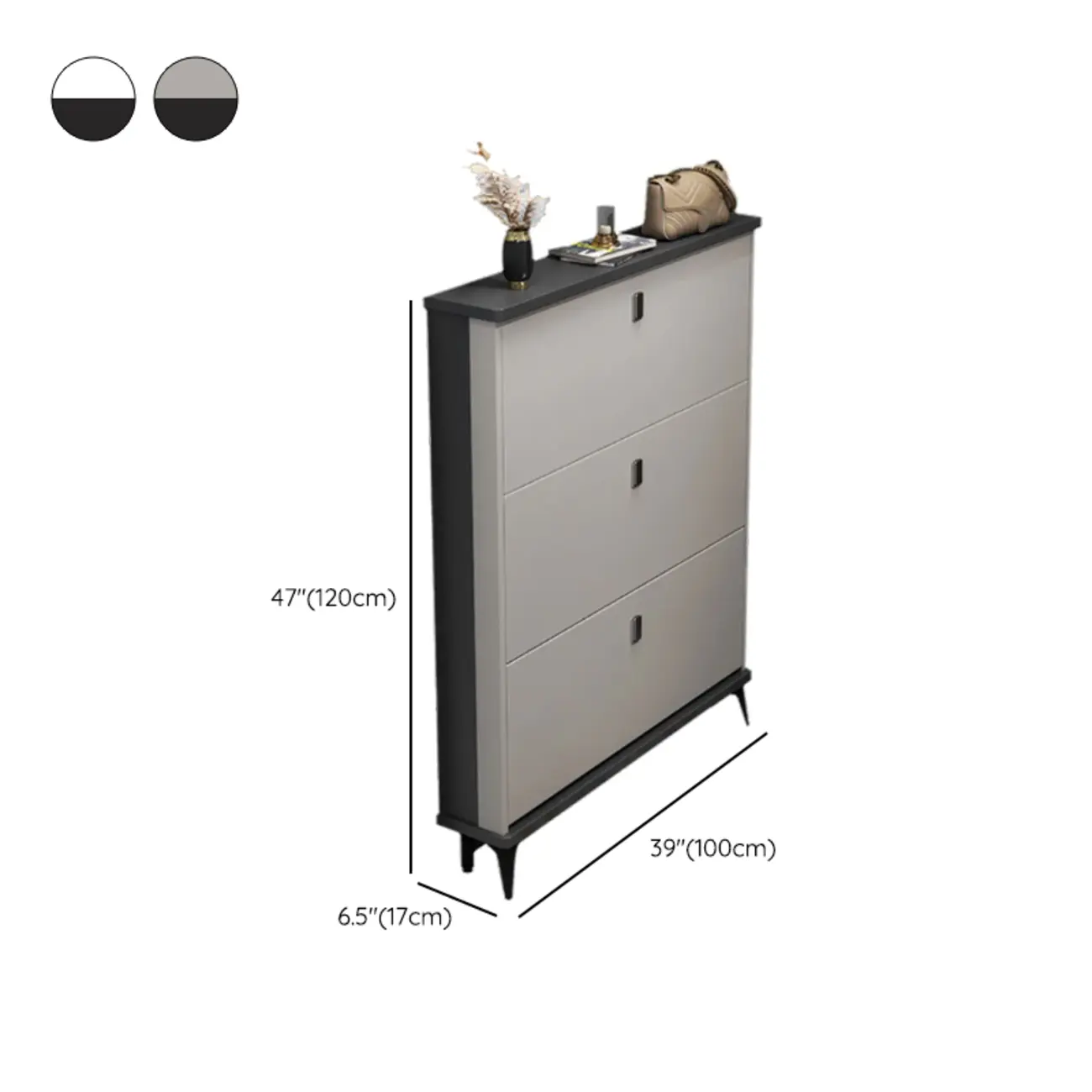 Modern Wood Shoe Cabinet with Adjustable Shelves, Entryway