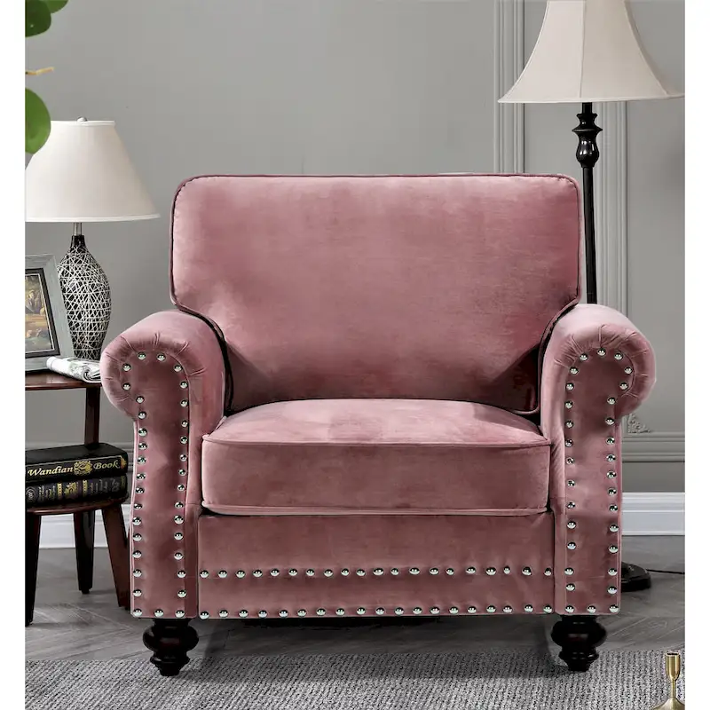 Suffield Velvet Nailhead Armchair