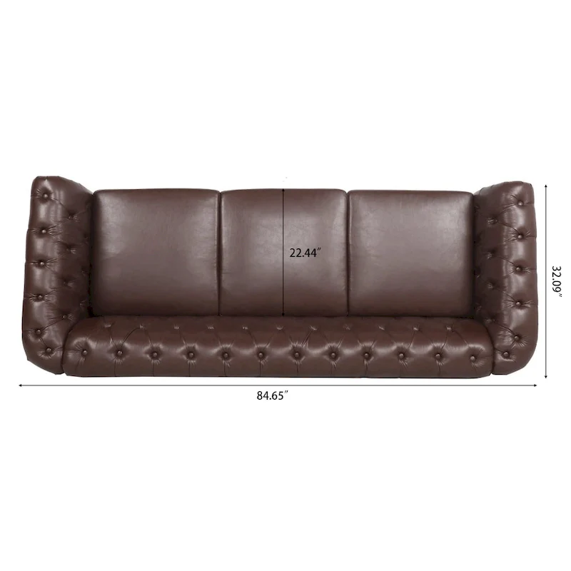 84.65   PU Rolled Arm Chesterfield 3 Seater Sofa