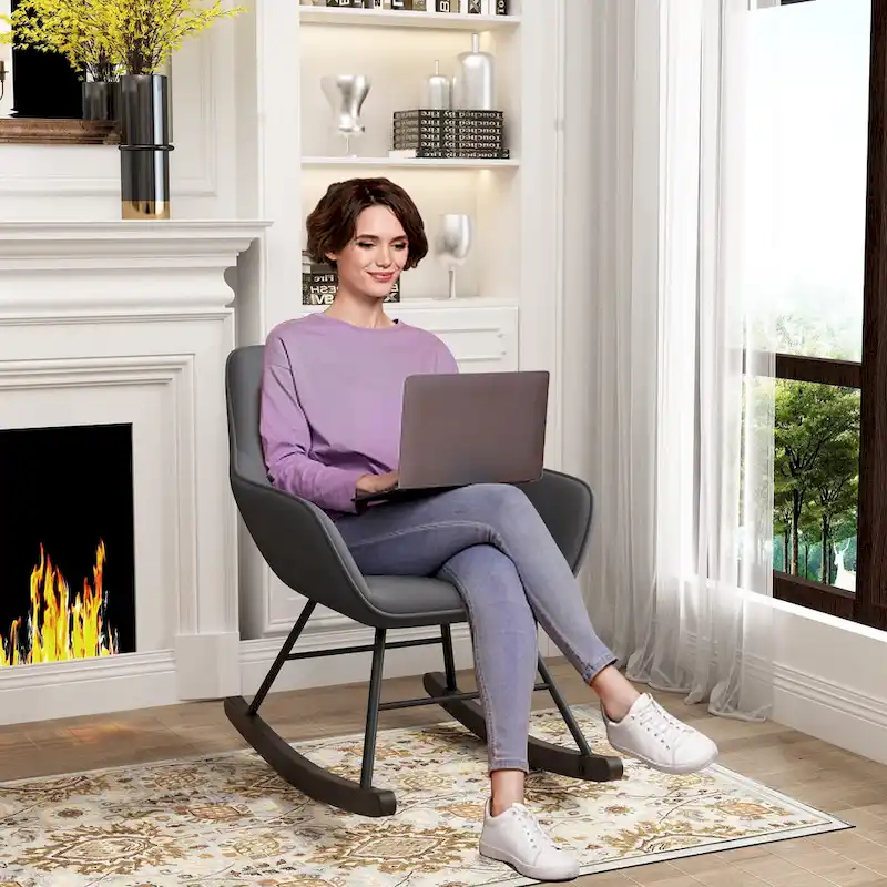 Accent Chair, Upholstered Button Tufted Living Room Chairs with Wood Legs, Comfy Frosted Velvet Lounge Chair