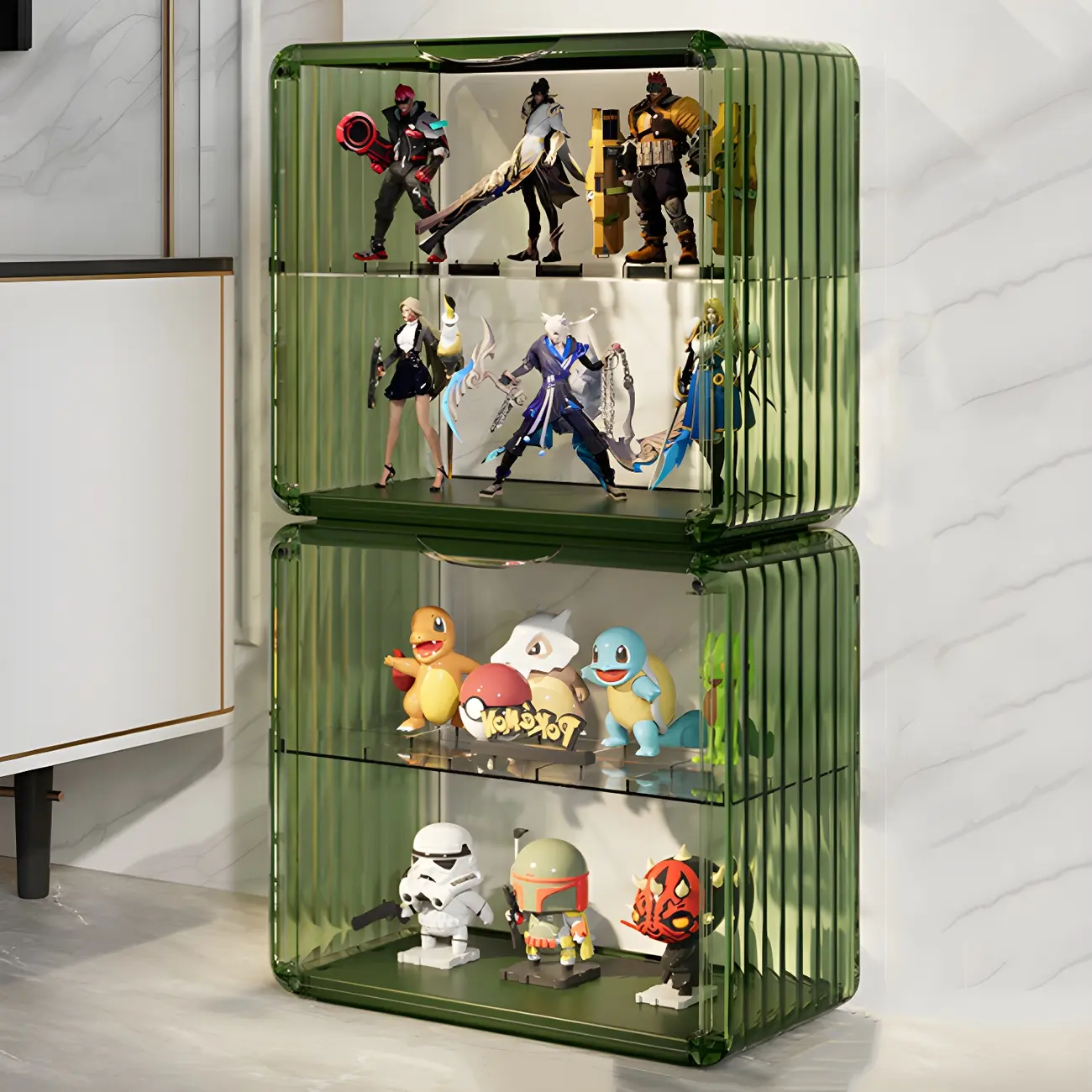 Living Room Stackable Clear Acrylic Display Cabinet