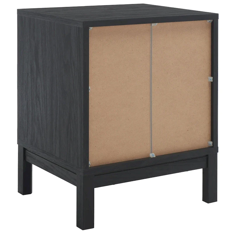 Walnut / Oak / Black / Bleached White and Gold 2-Drawer Nightstand with Ring Pull Hardware – 1-Person