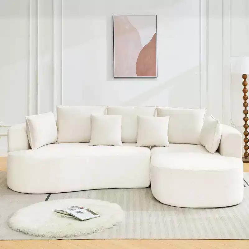 106 Curved Sectional Sofa with Throw Pillows, 4 Seater Luxury Chenille Cloud Modular Couch with Deep SeatBoneless Compression Sofa