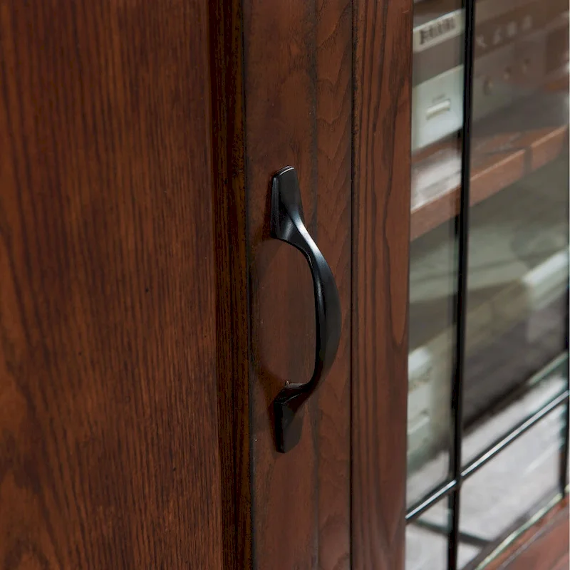 Leick Home 80360 Burnished Oak Leaded Glass TV Stand