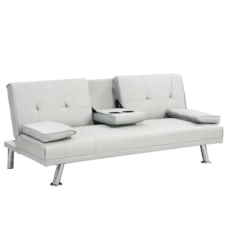 66.1  PVC Loveseat Sofa Bed with Wood Frame and Stainless Legs
