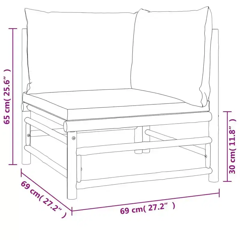 vidaXL Garden Lounge Set, Bamboo Bamboo, Fabric (100% polyester)