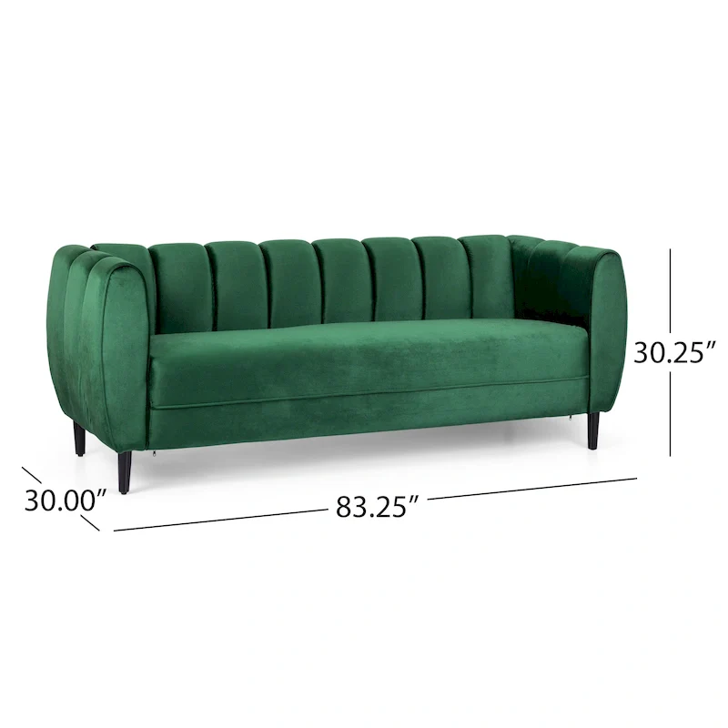 Bobran Modern Velvet 3-seat Sofa by Christopher Knight Home - 30.00 D x 83.25 W x 30.25 H