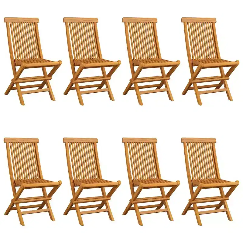 vidaXL Teak Patio Chairs Set with Cream White Cushions, 8 pcs, Weatherproof Outdoor Furniture, Elegant Design, and Store, Lightweight and Durable