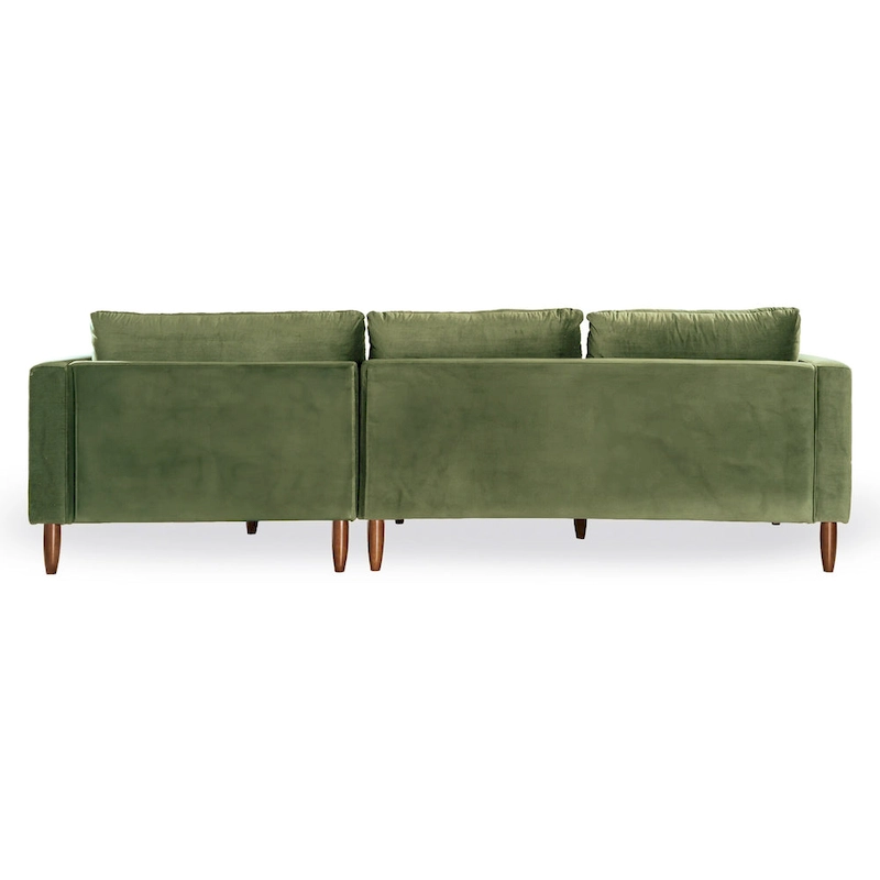 Diana Mid-Century Modern L-Shaped Pillow Back Velvet Sectional Sofa