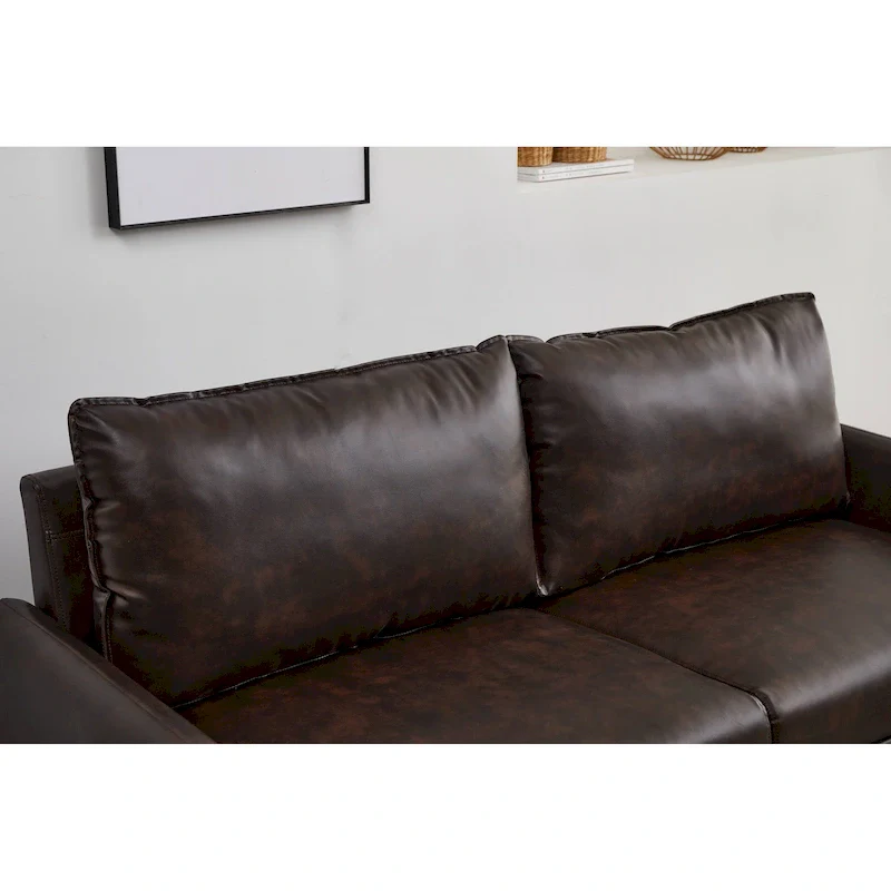 Faux leather 70 Square Arm Sofa