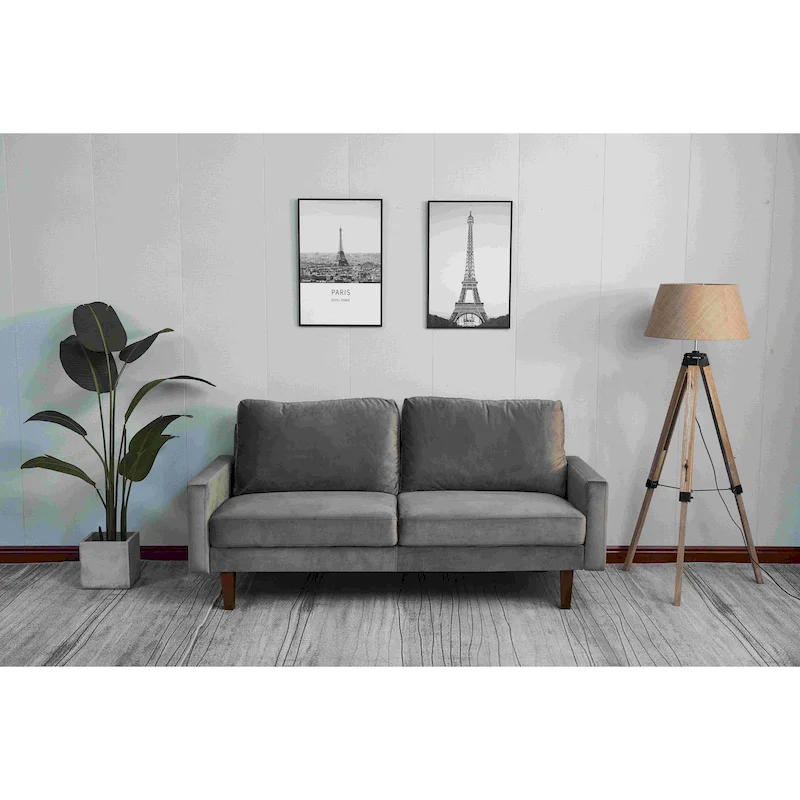 Velvet Square Arm Sofa