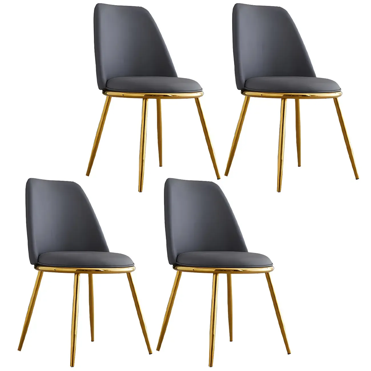 Glam Scandinavian Leather Armless Dining Chairs Metal Frame