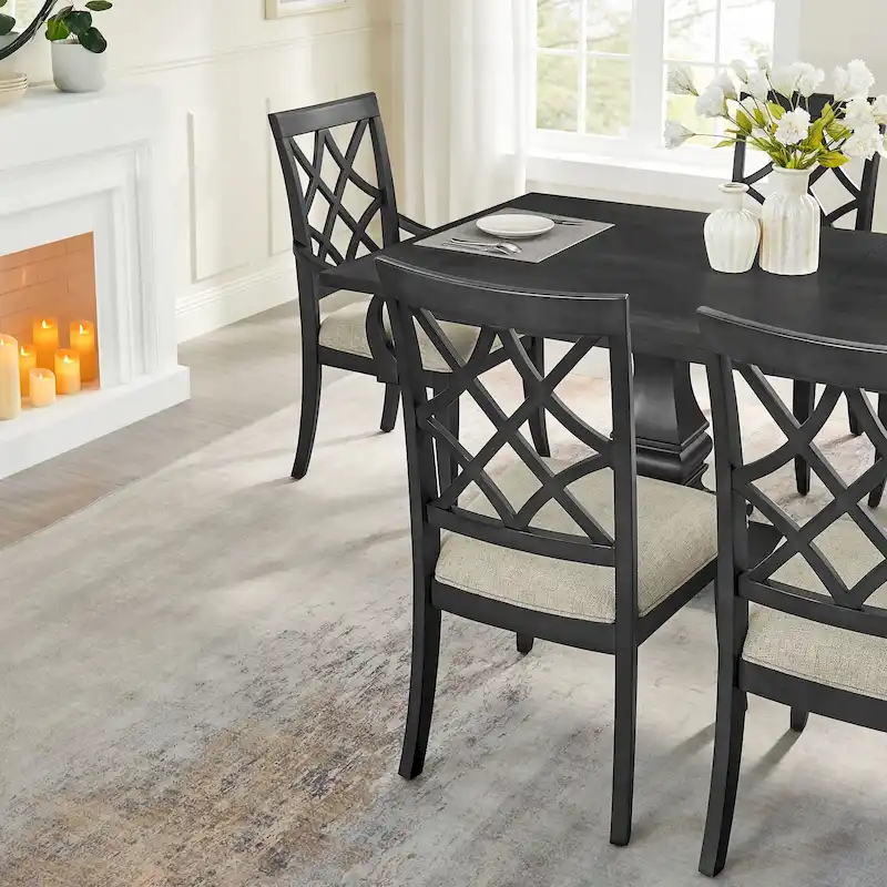 Modern Dining Chairs with Armrests and Upholstered Seat - 2 Pack
