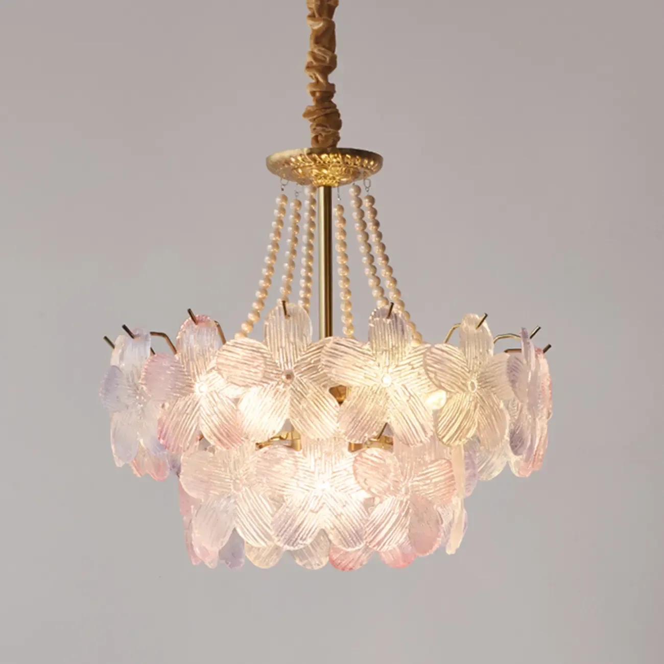 Modern Tier Round Flower Crystal Chandelier