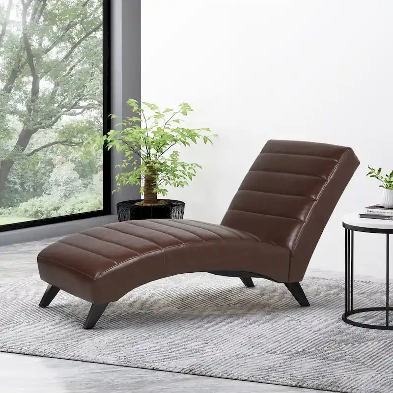 Indoor Upholstered Channel Stitch Chaise Lounge
