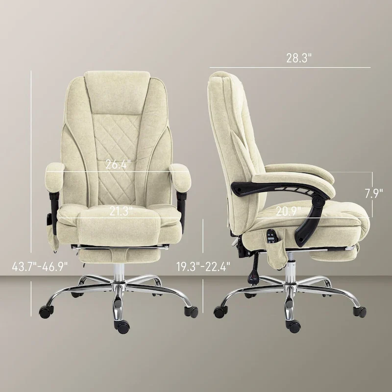 Vinsetto Massage Office Chair with 6 Vibration Points, Heated Reclining Computer Chair, Swivel Desk Chair