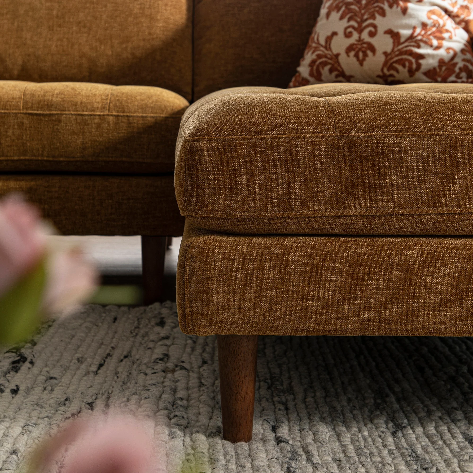 Spiced Honey Chenille Grand 4-Seater Chaise End Sofa, Right Hand Facing