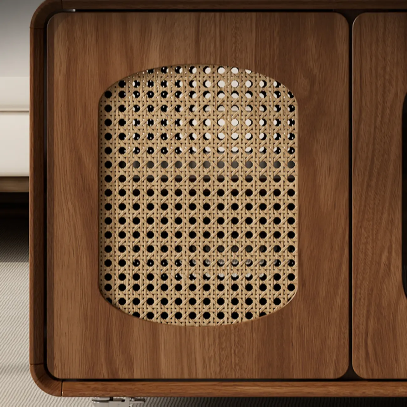 Elegant Brown Rolling Wood Side Table Adjustable Top