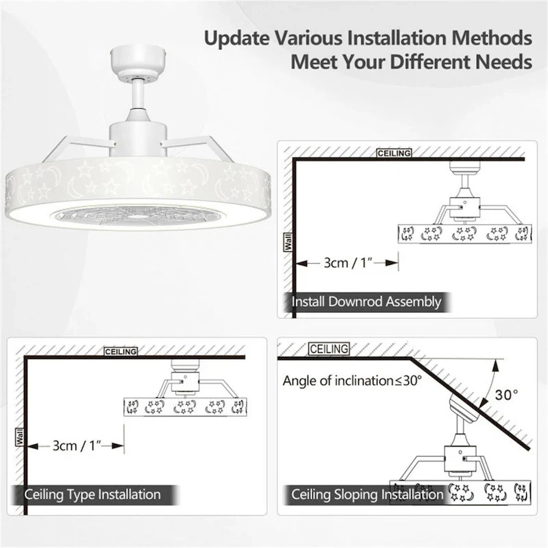 23 Inch LED Light and Remote Control Ceiling Fan
