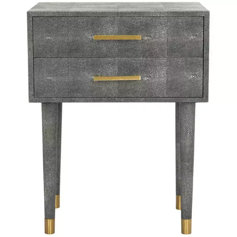Nour Faux Shagreen End Table - SFV1520B - Black - Safavieh Couture