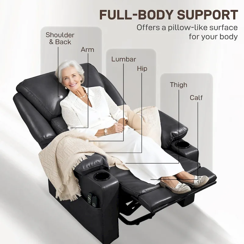 HOMCOM Power Lift Recliner Chair Sofa with Vibration Massage and Heat, Overstuffed Reclining Chair with Remote Control