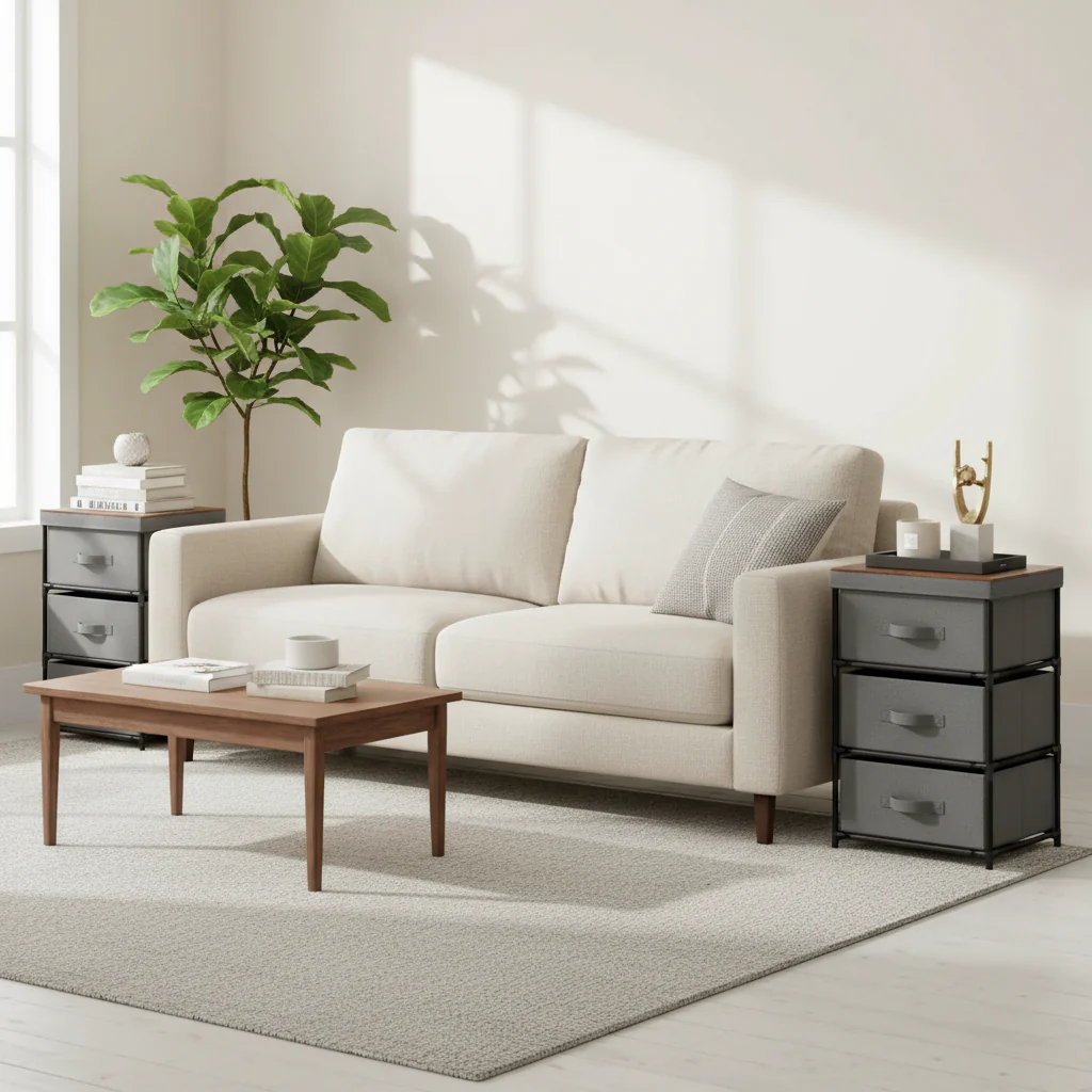 Grey 3-Drawer Fabric Storage Dresser Tower, Set of 2