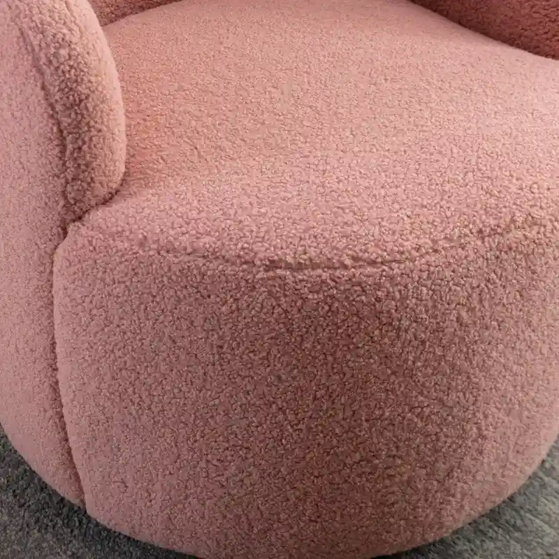 Teddy Fabric Swivel Accent Barrel Chair With Powder Coating Metal Ring