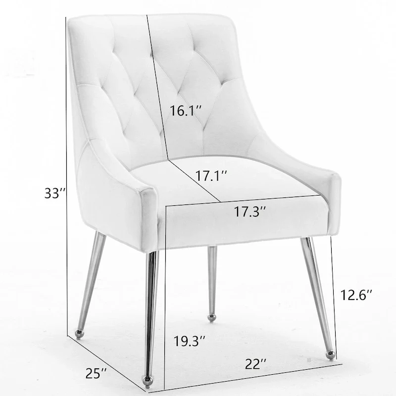 Modern Dining Chairs Set of 2, Upholstered Accent Chair Tufted Back Armless Chair with Back Pull