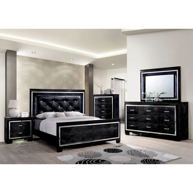 9-Drawer Dresser and Mirror Set with Textured Veneer