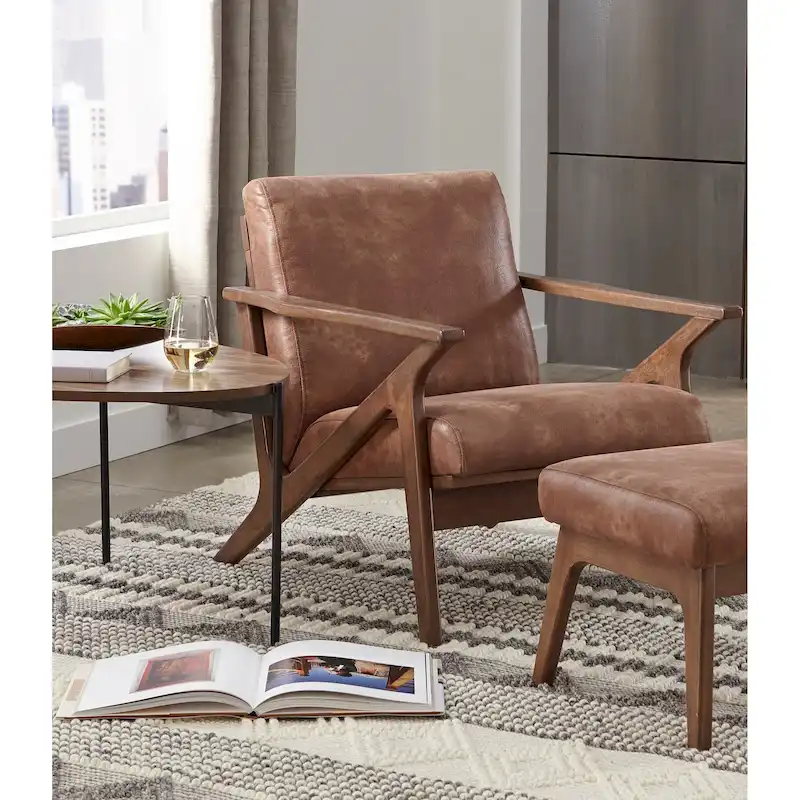 Camel Brown/Grey/Black/White Mid-Century Modern Armchair, 1-Person