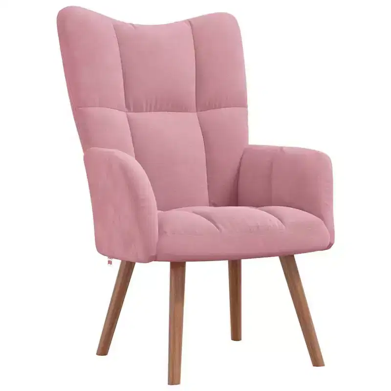 Pink Velvet Accent Chair, Modern Style, Seats 1