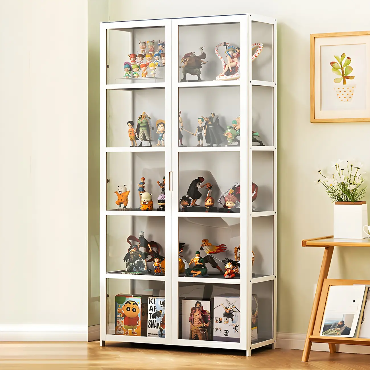 Modern Natural Bamboo Acrylic Standard  Display Cabinet