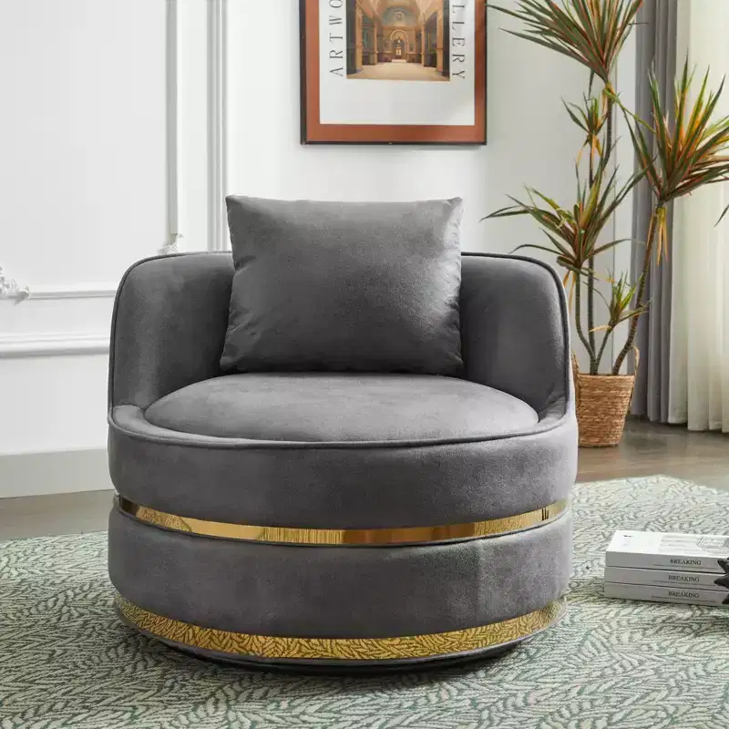 GDFStudio Edgar Modern Faux Leather 360 Swivel Upholstered Accent Chair