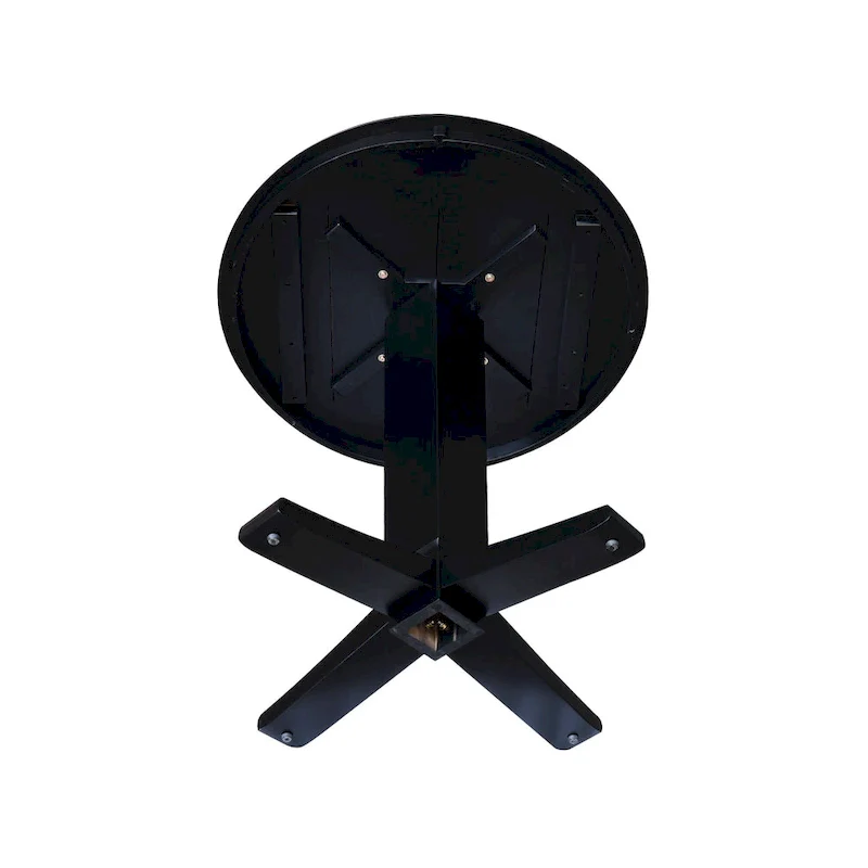 Round Solid Parawood Counter Height Pedestal Dining Table – Black / White / Distressed Oak / Unfinished / Hickory