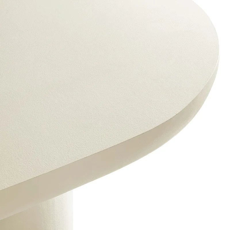 72 Oval Dining Table with Concrete-Effect Finish and Double Pedestal Base