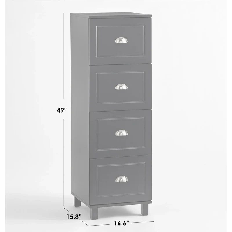 4-Drawer Filing Cabinet with Half-Moon Handles